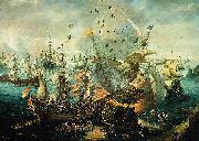 WIERINGEN, Cornelis Claesz van explosion of the Spanish flagship during the Battle of Gibraltar china oil painting artist